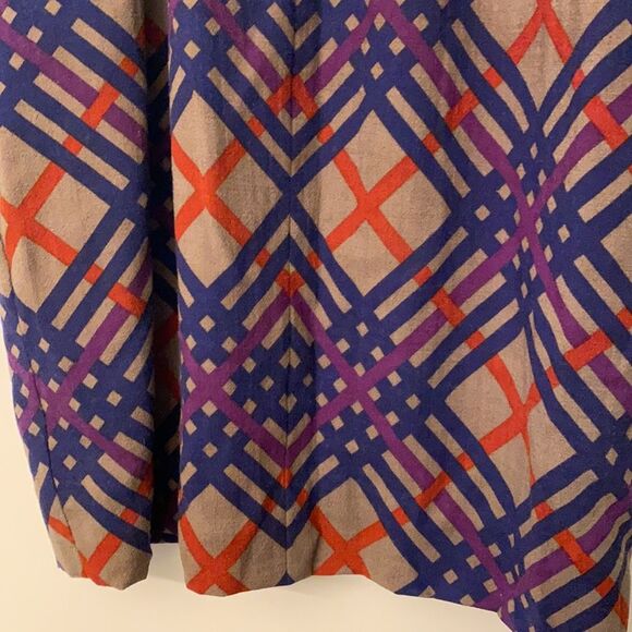 Vintage Saint Laurent Rive Gauche Dress 80s Velvet Wool Geometric Plaid Pattern - Picture 3 of 9